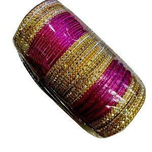 Fashion Bangles Fushia and gold size 2.6 inches